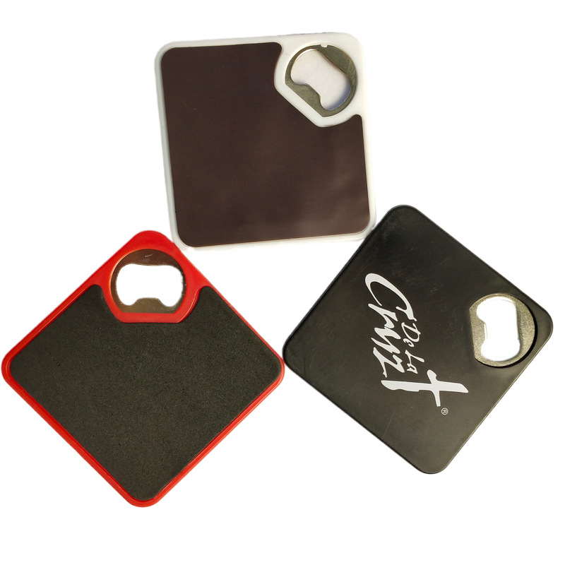 Square plastic ABS coaster opener printed logo with personalization logo
