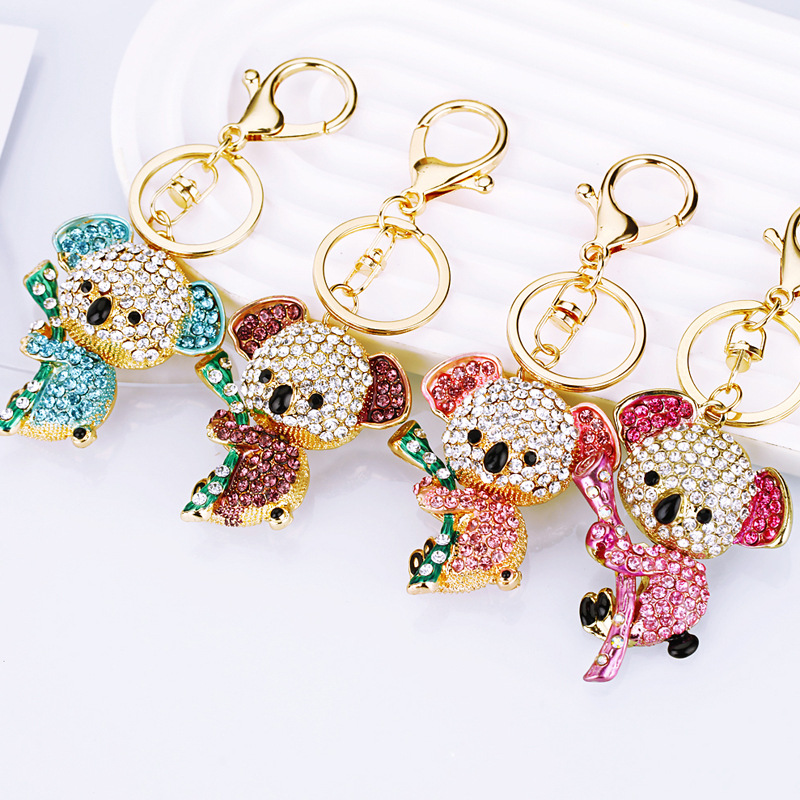Crystal koala bear car key chain women’s bag pendant metal key chain ring small gift