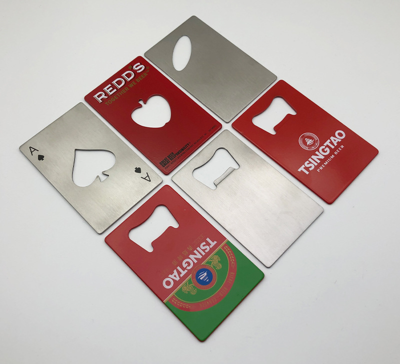 Stainless steel credit Card Spades a Beer Playing Card opener Creative opener with personalization logo
