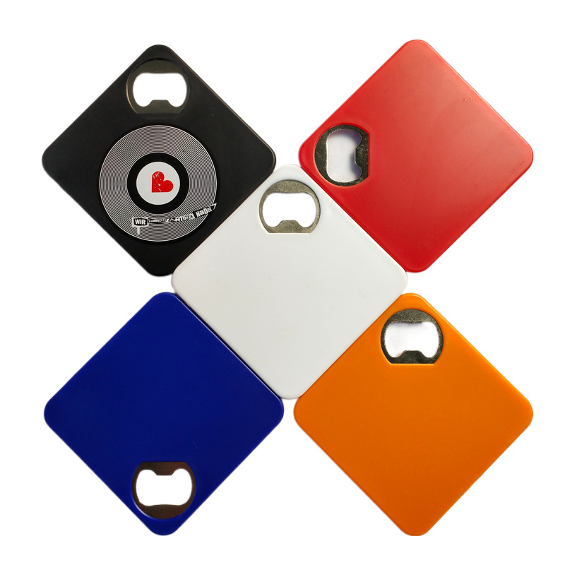Square plastic ABS coaster opener printed logo with personalization logo