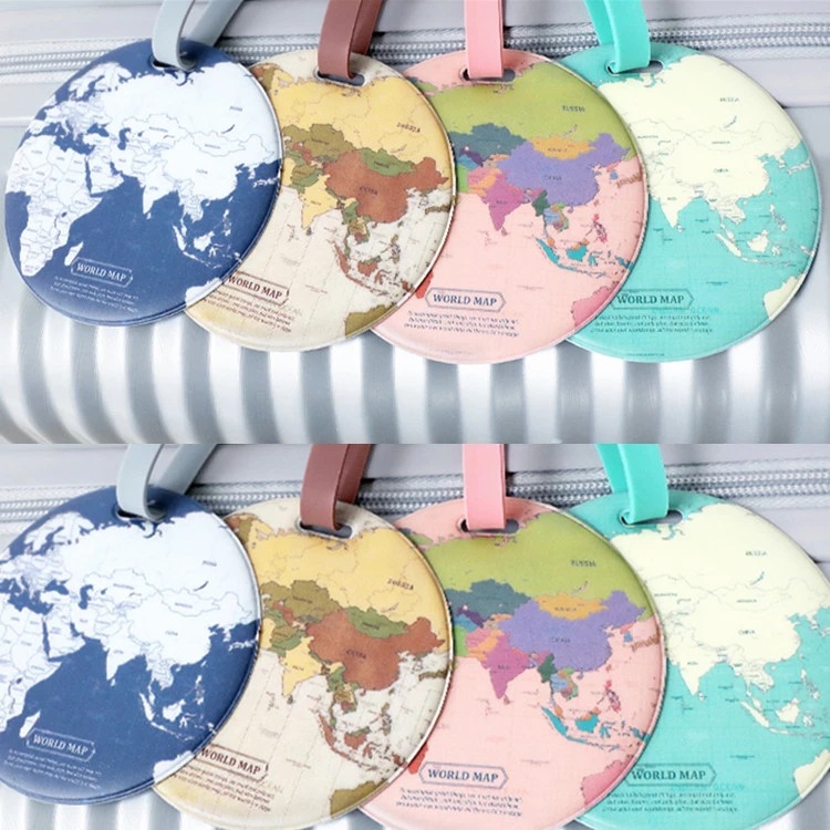 World map Luggage tags PU luggage tags with personalization logo customize logo