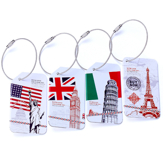 Luggage tags many country designs Travel supplies Metal luggage tags Aluminum luggage tags