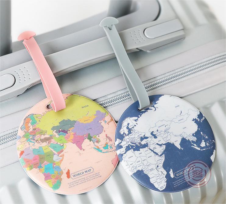 World map Luggage tags PU luggage tags with personalization logo customize logo