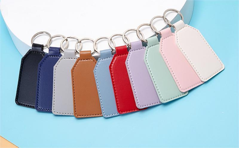  Rectangle PU leather key chain Business activities Advertising small gift key pendant Car leather key ring pendant