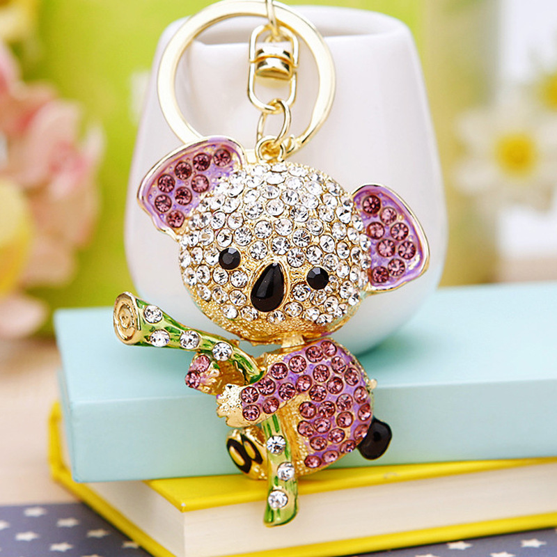 Crystal koala bear car key chain women’s bag pendant metal key chain ring small gift
