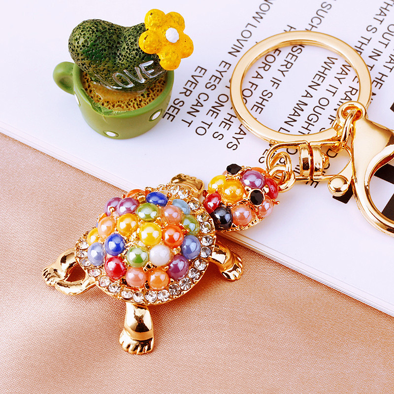 Chinese style crystal car keychain women’s bag pendant metal keychain ring small gift
