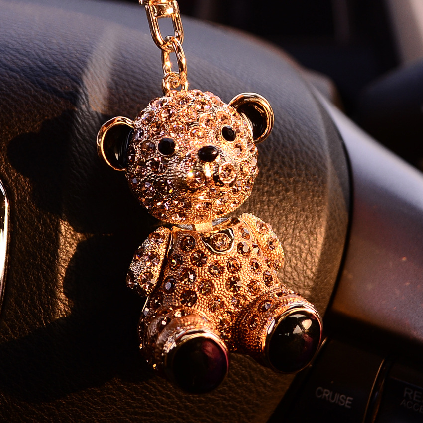  Crystal teddy bear keychain women’s bag pendant metal keychain ring small gift