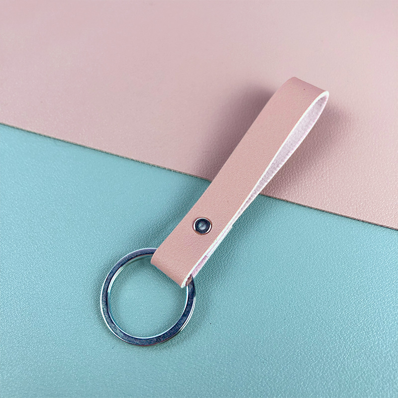 Strip Multi-color adjustable LOGO  keychain wholesale PU leather with iron ring pendant