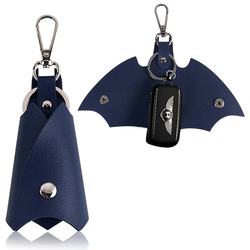 Bat Multi-color adjustable LOGO car key chain wholesale PU leather with iron ring pendant key bag