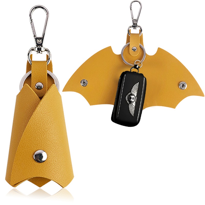 Bat Multi-color adjustable LOGO car key chain wholesale PU leather with iron ring pendant key bag