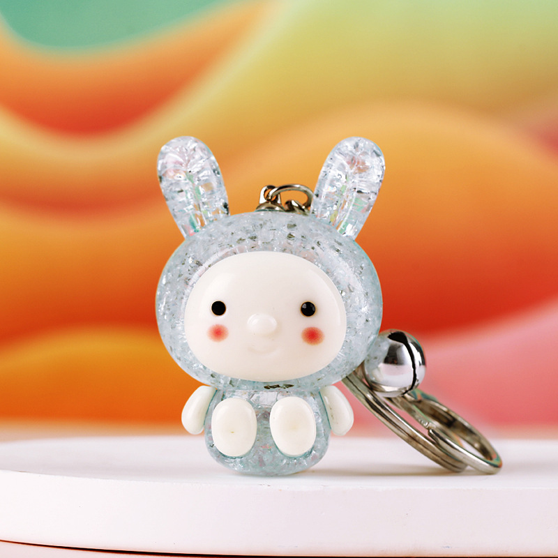 Crystal rabbit keychain women’s bag pendant metal keychain ring small gift