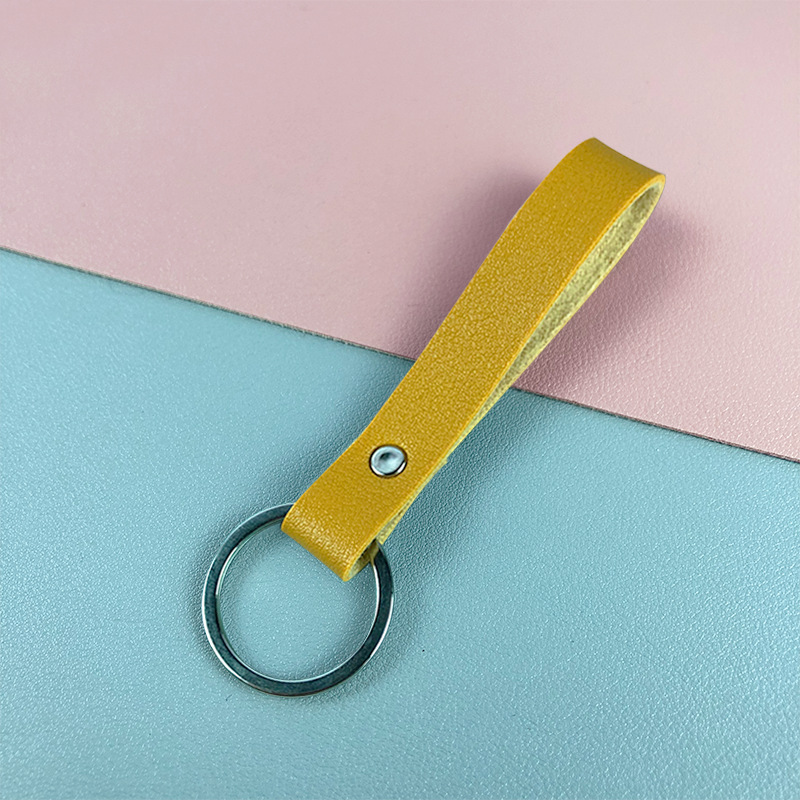 Strip Multi-color adjustable LOGO  keychain wholesale PU leather with iron ring pendant