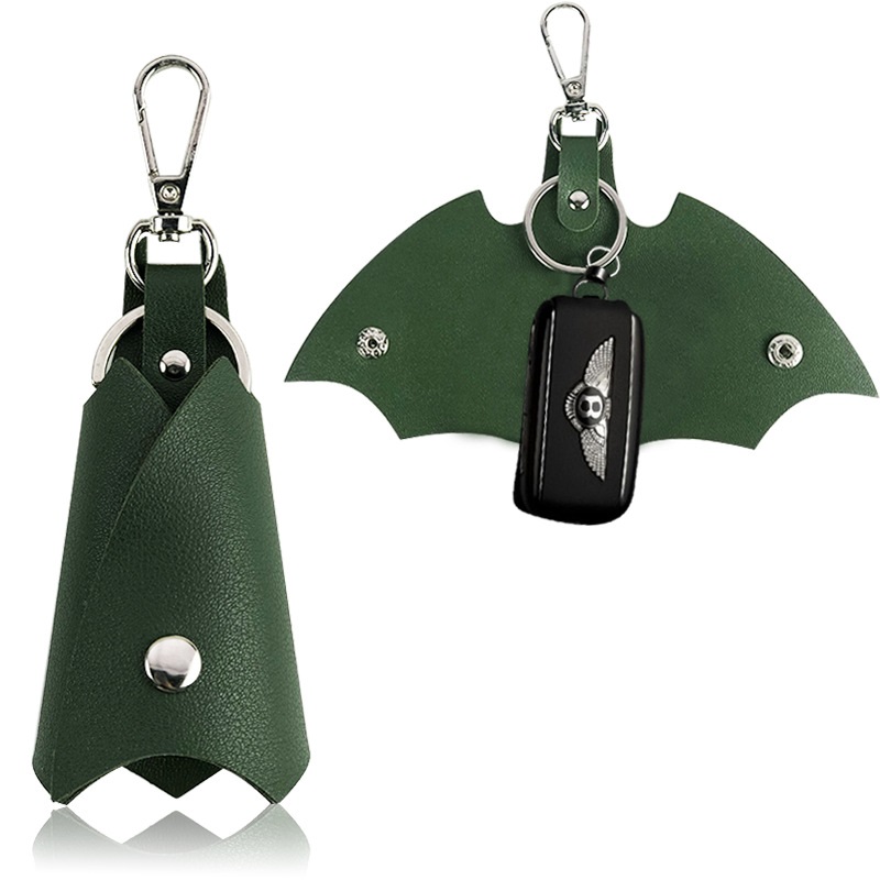 Bat Multi-color adjustable LOGO car key chain wholesale PU leather with iron ring pendant key bag