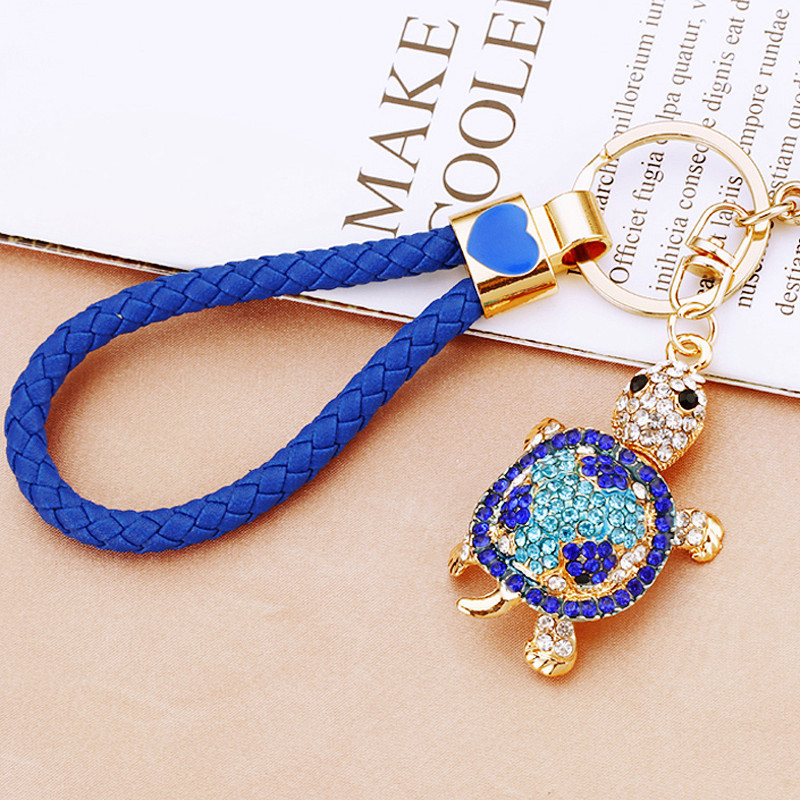Crystal tortoise keychain women’s bag pendant metal keychain ring small gift