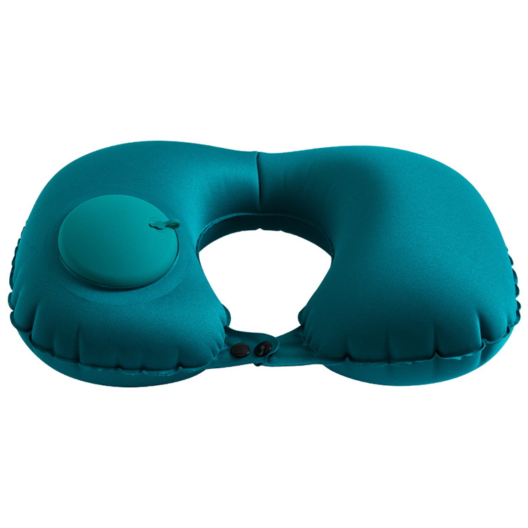 Press inflatable U-shaped pillow neck support pillow travel artifact Neck folding portable flocking blow air travel pillow U-shaped pillow